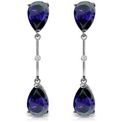 ALARRI 14K Solid White Gold Diamonds & Sapphires Dangling Earrings