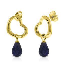 ALARRI 14K Solid Gold Heart Earrings w/ Dangling Natural Sapphires