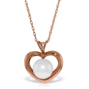 ALARRI 14K Solid Rose Gold Heart Necklace w/ Natural Pearl