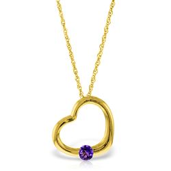ALARRI 14K Solid Gold Heart Necklace w/ Natural Amethyst