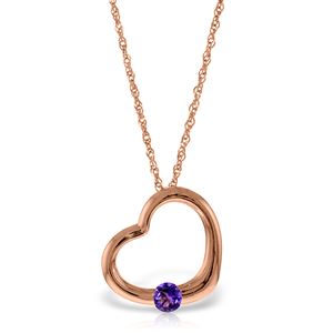 ALARRI 14K Solid Rose Gold Heart Necklace w/ Natural Amethyst