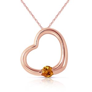 ALARRI 14K Solid Rose Gold Heart Necklace w/ Natural Citrine