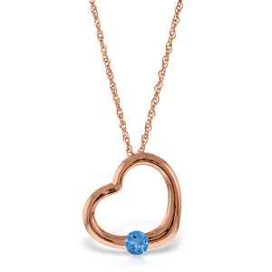 ALARRI 14K Solid Rose Gold Heart Necklace w/ Natural Blue Topaz