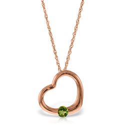 ALARRI 14K Solid Rose Gold Heart Necklace w/ Natural Peridot