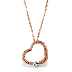 ALARRI 14K Solid Rose Gold Heart Necklace w/ Natural Aquamarine