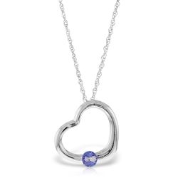 ALARRI 14K Solid White Gold Heart Necklace w/ Natural Tanzanite