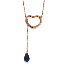 ALARRI 14K Solid Rose Gold Heart Necklace w/ Drop Briolette Natural Sapphire