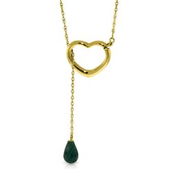 ALARRI 14K Solid Gold Heart Necklace w/ Drop Briolette Natural Emerald