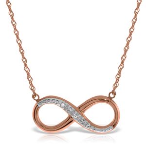 ALARRI 14K Solid Rose Gold Infiniti Necklace w/ Natural Diamond