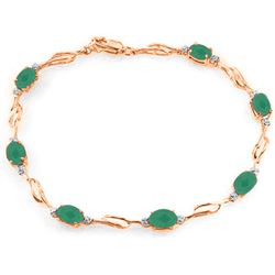 ALARRI 14K Solid Rose Gold Tennis Bracelet w/ Emeralds & Diamonds