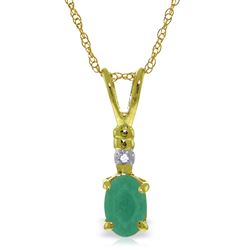 ALARRI 14K Solid Gold Necklace w/ Natural Diamond & Emerald