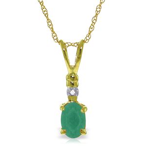 ALARRI 14K Solid Gold Necklace w/ Natural Diamond & Emerald