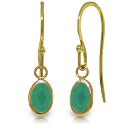 ALARRI 14K Solid Gold Fish Hook Earrings w/ Natural Emeralds