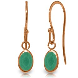 ALARRI 14K Solid Rose Gold Fish Hook Earrings w/ Natural Emeralds