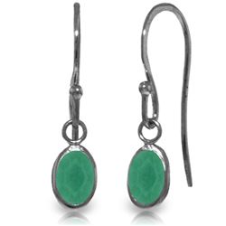 ALARRI 14K Solid White Gold Fish Hook Earrings w/ Natural Emeralds