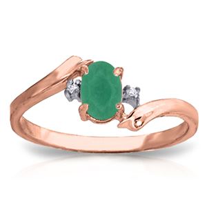 ALARRI 14K Solid Rose Gold Rings w/ Natural Diamonds & Emerald