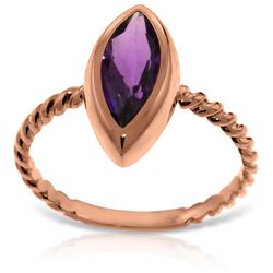 ALARRI 14K Solid Rose Gold Rings w/ Natural Marquis Amethyst