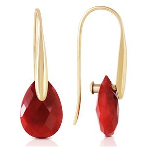 ALARRI 14K Solid Gold Fish Hook Earrings w/ Dangling Briolette Rubies