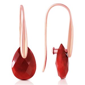 ALARRI 14K Solid Rose Gold Fish Hook Earrings w/ Dangling Briolette Rubies