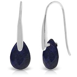 ALARRI 14K Solid White Gold Fish Hook Earrings w/ Dangling Briolette Sapphires