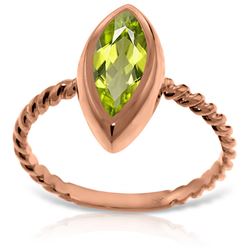 ALARRI 14K Solid Rose Gold Rings w/ Natural Marquis Peridot