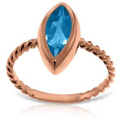 ALARRI 14K Solid Rose Gold Rings w/ Natural Marquis Blue Topaz