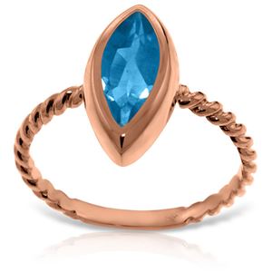 ALARRI 14K Solid Rose Gold Rings w/ Natural Marquis Blue Topaz