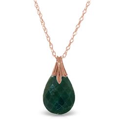 ALARRI 14K Solid Rose Gold Necklace w/ Natural Diamondyed Green Sapphire