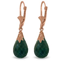 ALARRI 14K Solid Rose Gold Leverback Earrings w/ Green Dyed Sapphires