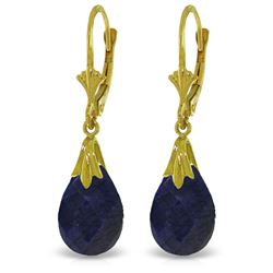 ALARRI 14K Solid Gold Leverback Earrings w/ Dyed Sapphires