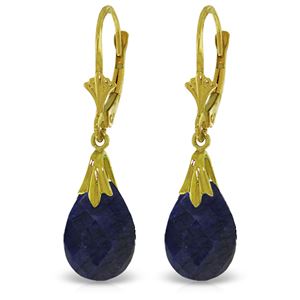 ALARRI 14K Solid Gold Leverback Earrings w/ Dyed Sapphires