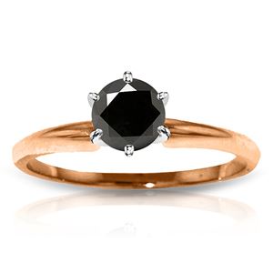 ALARRI 14K Solid Rose Gold Solitaire Ring w/ 1.0 Carat Black Diamond