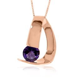 ALARRI 14K Solid Rose Gold Modern Necklace w/ Natural Amethyst