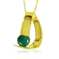 ALARRI 14K Solid Gold Modern Necklace w/ Natural Emerald