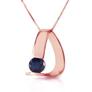 ALARRI 14K Solid Rose Gold Modern Necklace w/ Natural Sapphire