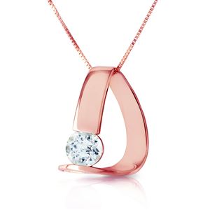 ALARRI 14K Solid Rose Gold Modern Necklace w/ Natural Aquamarine