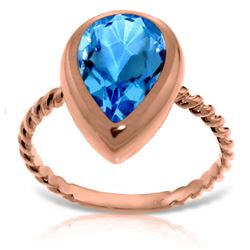 ALARRI 14K Solid Rose Gold Rings w/ Natural Pear Shape Blue Topaz