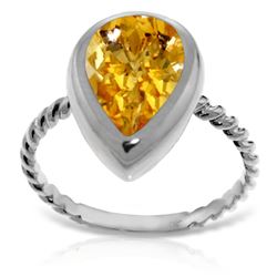 ALARRI 14K Solid White Gold Rings w/ Natural Pear Shape Citrine