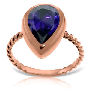 ALARRI 14K Solid Rose Gold Rings w/ Natural Pear Shape Sapphire