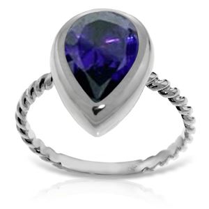 ALARRI 14K Solid White Gold Rings w/ Natural Pear Shape Sapphire