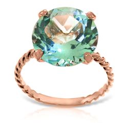 ALARRI 14K Solid Rose Gold Ring w/ Natural 12.0 mm Round Blue Topaz