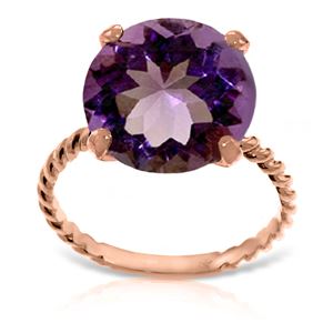 ALARRI 14K Solid Rose Gold Ring w/ Natural 12.0 mm Round Amethyst