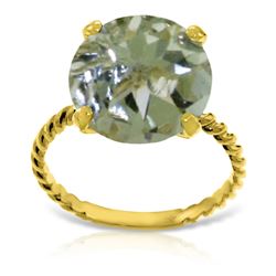 ALARRI 14K Solid Gold Ring w/ Natural 12.0 mm Round Green Amethyst