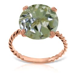 ALARRI 14K Solid Rose Gold Ring w/ Natural 12.0 mm Round Green Amethyst