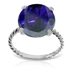 ALARRI 14K Solid White Gold Ring w/ Natural 12.0 mm Round Sapphire