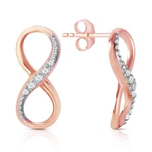 ALARRI 14K Solid Rose Gold Infiniti Earrings w/ Natural Diamonds