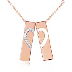 ALARRI 14K Solid Rose Gold Split Heart Necklace w/ Natural Diamonds