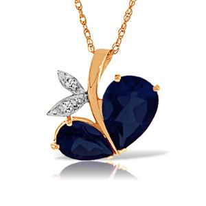 ALARRI 14K Solid Rose Gold Modern Heart Necklace w/ Natural Diamond & Sapphires