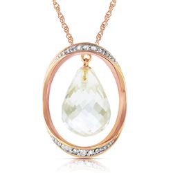 ALARRI 14K Solid Rose Gold Necklace w/ Natural Briolette White Topaz & Diamonds