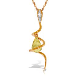 ALARRI 14K Solid Rose Gold Snake Necklace w/ Dangling Briolette Citrine & Diamond